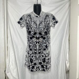 Floral Black and White Dress